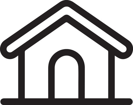 Simple Black House Icon on White Background, Minimalist Design, Architectural Symbol