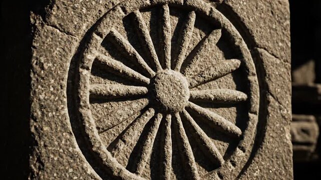 Ashoka Chakra Stone Carving Indian Republic Day Symbol Ancient Art