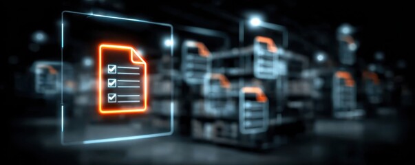 Fototapeta premium AI monitoring room applying document review checklist in inspection with priority on quality verification compliance