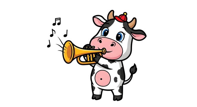 Funny cartoon cow characters featuring dynamic actions and humorous expressions, isolated on a white background 