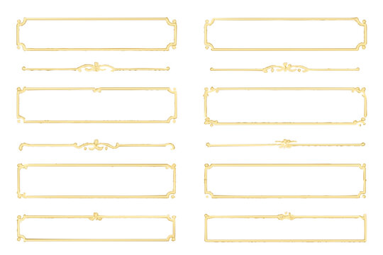 Elegant Gold Ornamental Banner Frames Set (8) &ndash; Luxury Vintage Border, Flat
