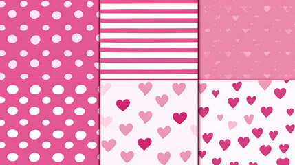 Pink and White Patterns Collection for Design background