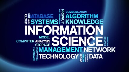 information science animated word cloud-text design animation tag kinetic typography seamless loop. - Powered by Adobe