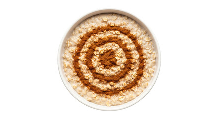 Healthy Oatmeal Bowl With Cinnamon Swirl Top View