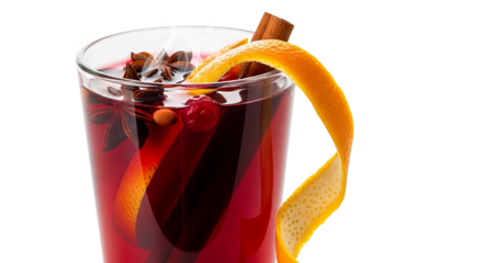 Steaming Mulled Wine With Orange Peel Cinnamon Star Anise