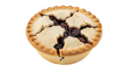Traditional Mince Pie With Star Pastry Topping On Black Background