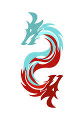 Dragon Blue Red Logo Template Design Vector