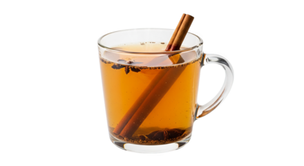 Warm Spiced Beverage With Cinnamon And Star Anise In Glass Mug