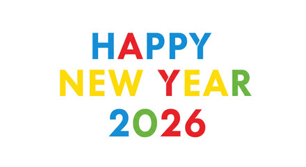 Simple Colorful Happy New Year 2026 Typography on Grey Background