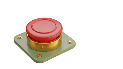 Big Red Push Button On Green Base Isolated 3d Render