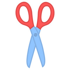 red scissors on white background