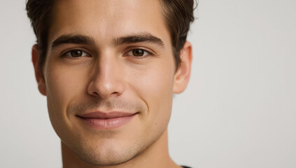 Fototapeta premium Young man portrait with gentle smile and warm expression