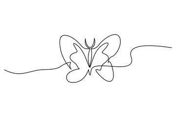 Butterfly continuous line art artistic drawing with rounded symmetrical wings