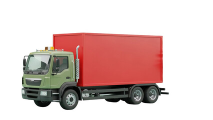 Modern Green And Red Cargo Delivery Truck 3d Render