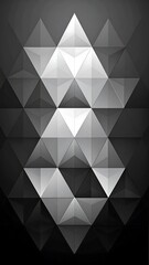 Geometric gradient pattern of clustered triangles fading into a dark background, showcasing light and shadow play
