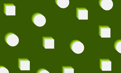  Abstract background with green,white squares and circles.