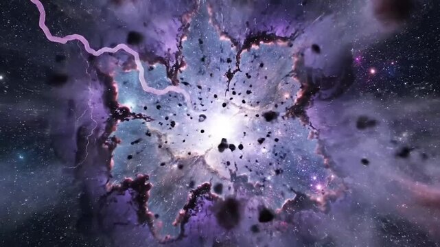 Cosmic collision Lightning rips space