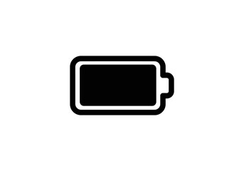 Vector Black and White Battery Icon Depicting Low Power and Depleted Energy