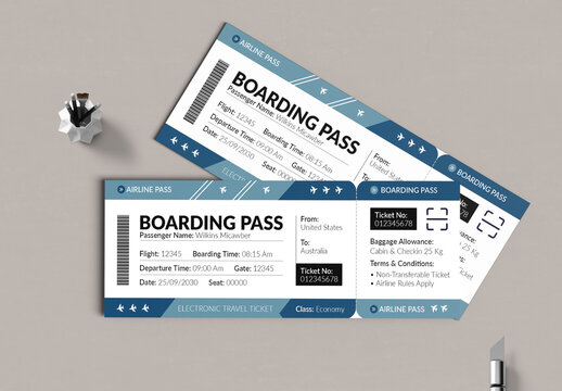 Airline Boarding Pass Ticket Design