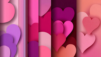 Vibrant Pink and Purple Layered Heart Backgrounds abstract