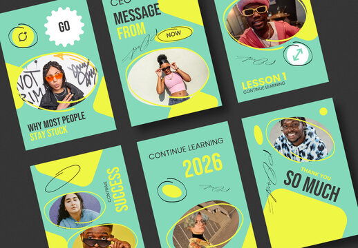 Set of Bold New Year Celebration Social Media Story Templates