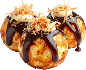 Japanese takoyaki octopus balls isolated on white