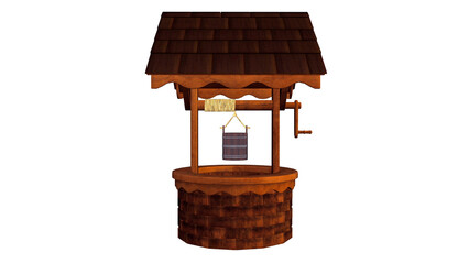 横から見た屋根のある井戸のイラスト