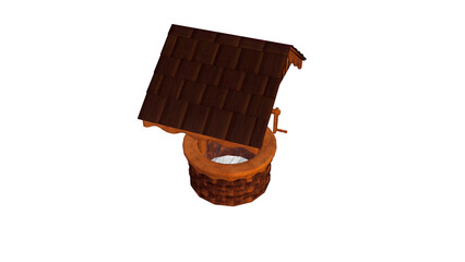 上から見た屋根のある井戸のイラスト