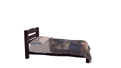 古びたベッドのイラスト