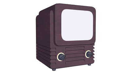 レトロな木目調のブラウン管テレビ - ヴィンテージ家電の3Dイラスト 