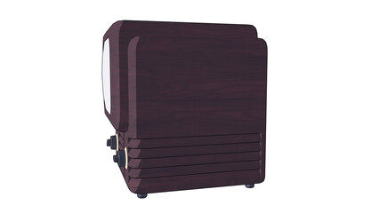 レトロな木目調のブラウン管テレビの裏側- ヴィンテージ家電の3Dイラスト 