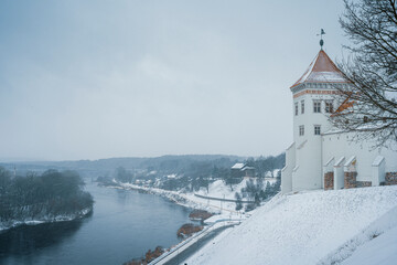Old Castle in Grodno at winter time