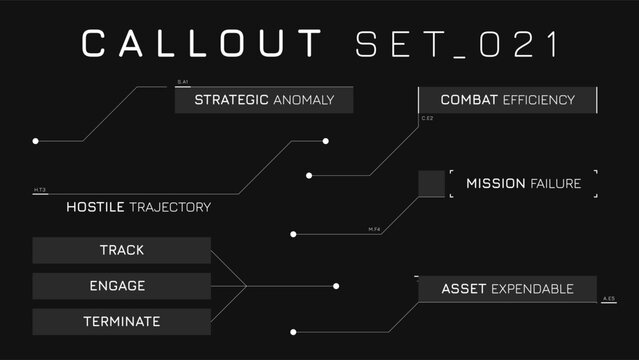 Callout Hud Set With Smooth Wireframe Boxes For Analytics
