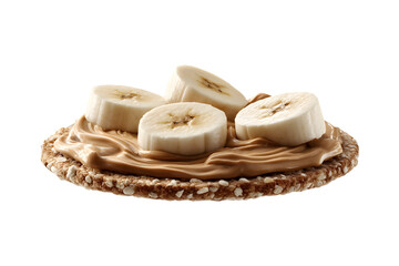 Peanut Butter and Banana Slices on a Healthy Rice Cake Snack