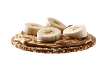 Peanut Butter and Banana Slices on a Healthy Rice Cake Snack