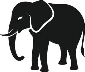 Obraz premium elephant silhouette side view. isolated vector image of wild animal