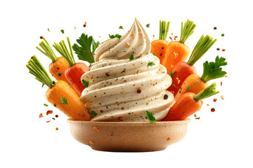 Creamy Vegetable Dip with Fresh Carrots and Parsley in a Rustic Bowl