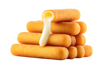 Golden brown Mozzarella Sticks Neatly Stacked with Melted Cheese Oozing