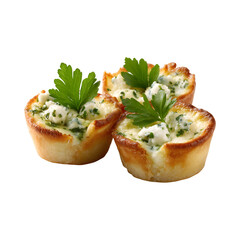 Delicious Mini Quiches with Creamy Filling and Fresh Parsley Garnish
