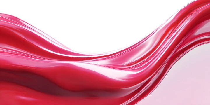 Close up abstract view of flowing vibrant red liquid with glossy texture and elegant curves against a clean white background suggesting motion and luxury - Powered by Adobe