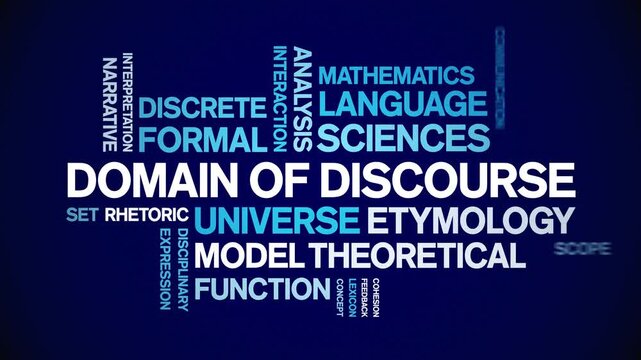 Domain of Discourse animated word cloud-text design animation tag kinetic typography seamless loop.