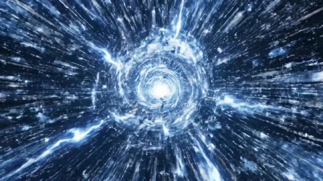 Exploding celestial shards scatter amid brilliant light