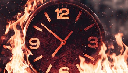 Clock amidst flames
