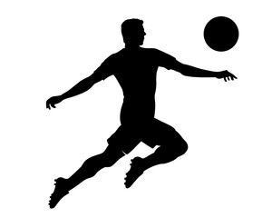 black silhouette of a man kicking a ball, vector illustration 2
