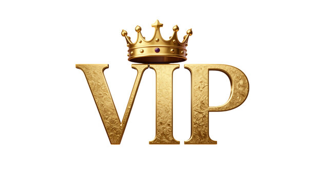 Golden VIP Text With Ornate Crown