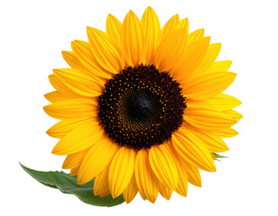 Fototapeta premium Bright and Vibrant Sunflower with Rich Yellow Petals Against a Transparent Background