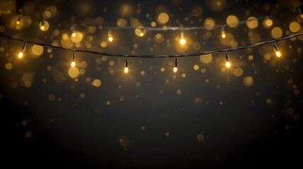 Realistic  lights garlands with glowing bulbs. Festive magic fairy strings for holiday decoration, New Year party banner, Shiny garland outlines