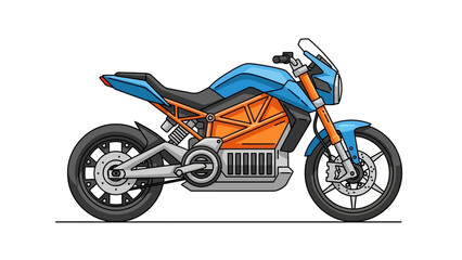 Obraz premium Electric Motorcycle Side View Illustration - Blue and Orange Sport Bike