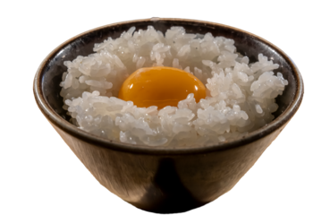[Photo] Egg yolk on Japanese rice isolated transparent cutout