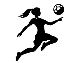 black silhouette of a woman kicking a ball, vector illustration 2
